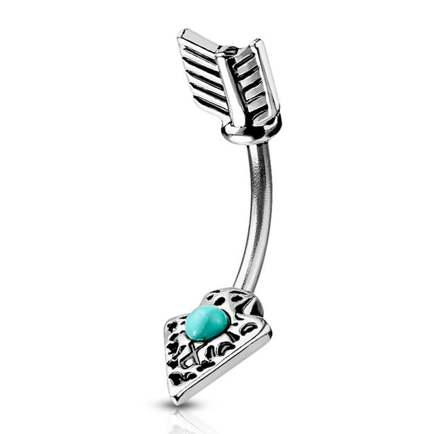 Inspiration Dezigns Turquoise Semi Precious Stone Prong Set Navel 316L Surgical Steel Inspiration Dezigns Turquoise Semi Precious Stone Prong Set Navel 316L Surgical Steel